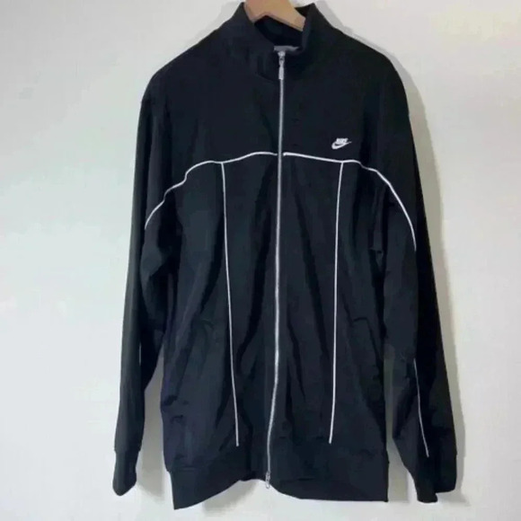 Nike Y2K Athletic Track Jacket Black And White Sz XL Vintage Activewear Running - Picture 1 of 7